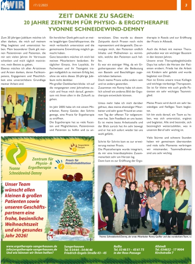 Artikel in der Zeitschrift WIR 2025 in KW_51 auf Seite 3 Artikel in der Zeitschrift WIR 2025 in KW_51 auf Seite 3